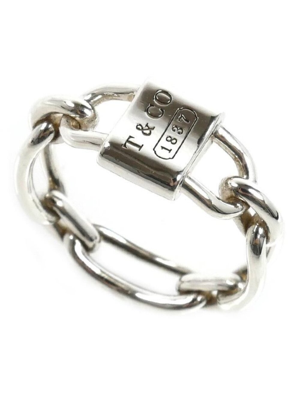 Tiffany & Co 925 Sterling Silver Small Double Lock Ring No 15